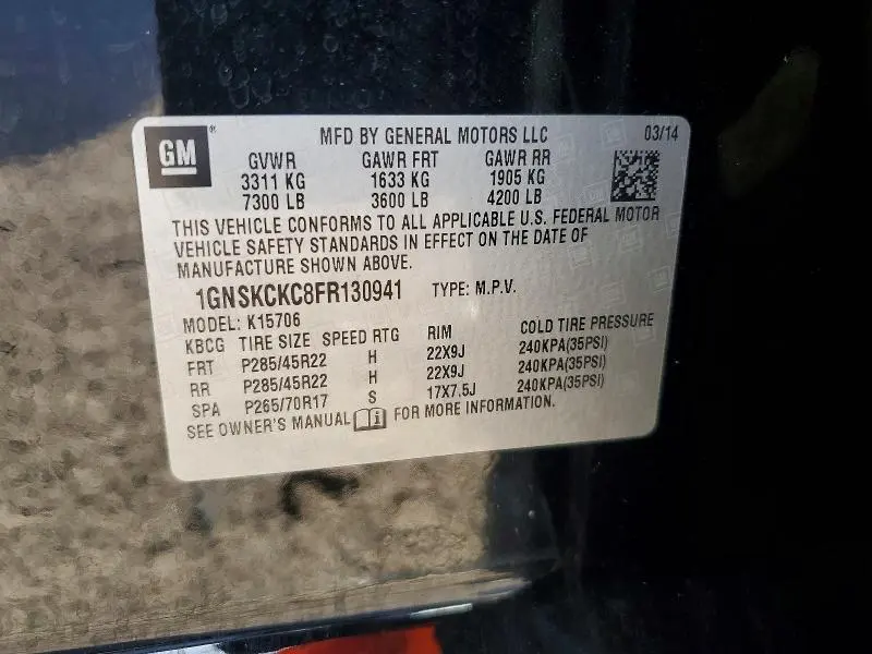 2015 CHEVROLET TAHOE K1500 LTZ  