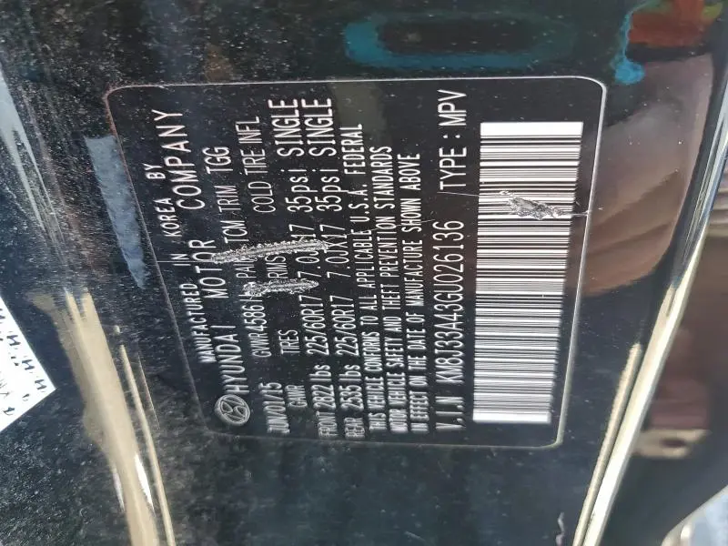 2016 HYUNDAI TUCSON LIMITED  