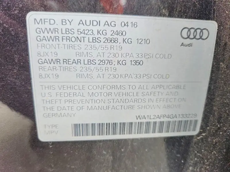 2016 AUDI Q5 PREMIUM PLUS  