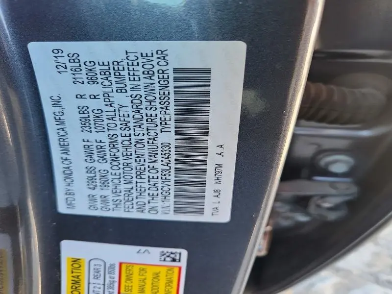 2020 HONDA ACCORD EXL  