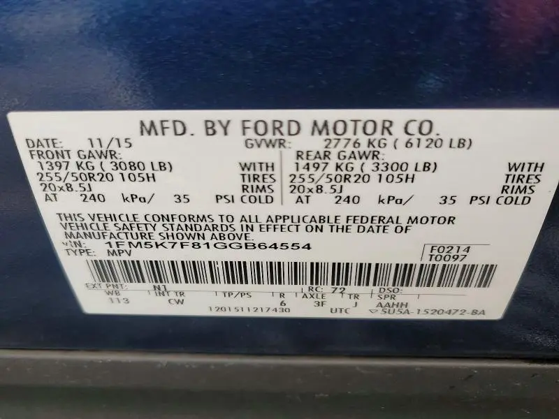 2016 FORD EXPLORER LIMITED  