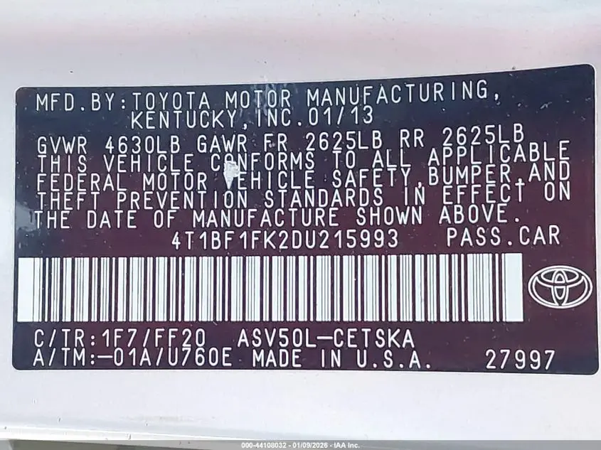 2013 TOYOTA CAMRY SE