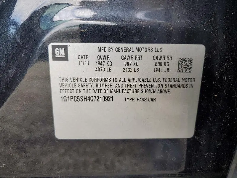 2012 CHEVROLET CRUZE LS  