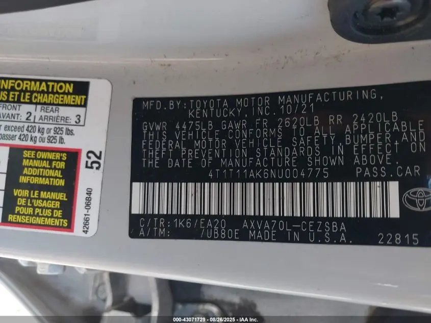 2022 TOYOTA CAMRY SE