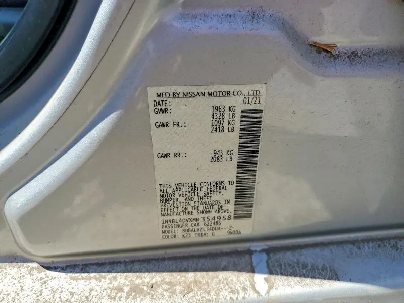 2021 NISSAN ALTIMA SV  