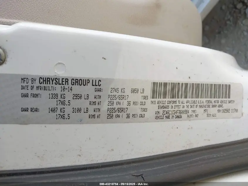 2015 CHRYSLER TOWN & COUNTRY TOURING-L