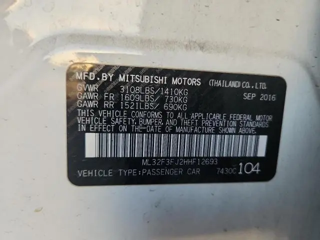 2017 MITSUBISHI MIRAGE G4 ES