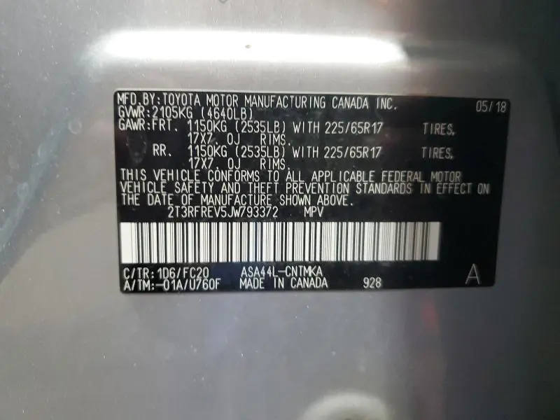 2018 TOYOTA RAV4 XLE  