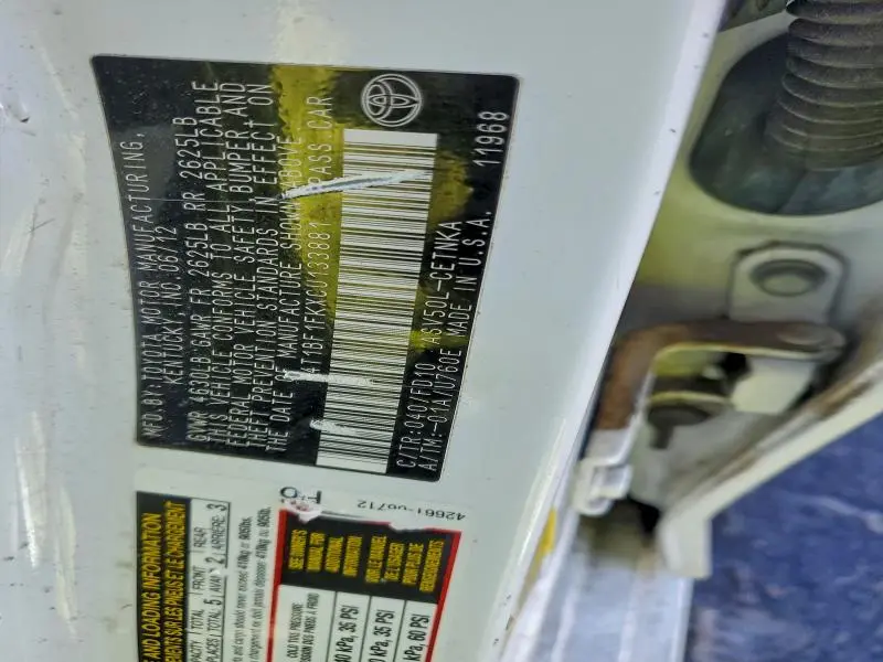 2012 TOYOTA CAMRY BASE  