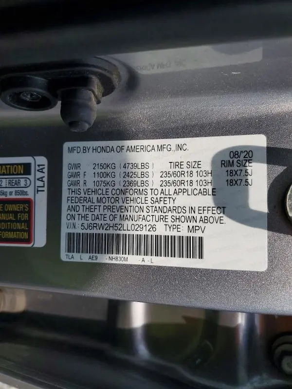 2020 HONDA CR-V EX  
