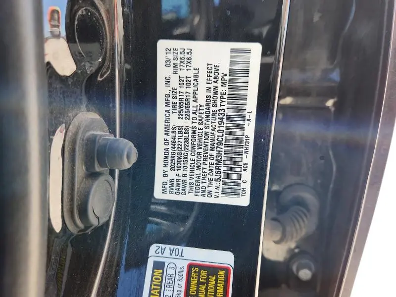 2012 HONDA CR-V EXL  