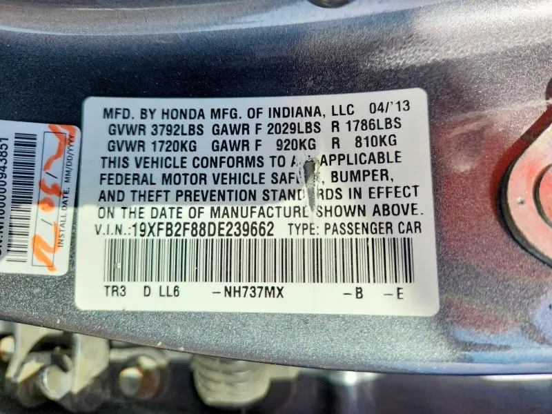 2013 HONDA CIVIC EX  