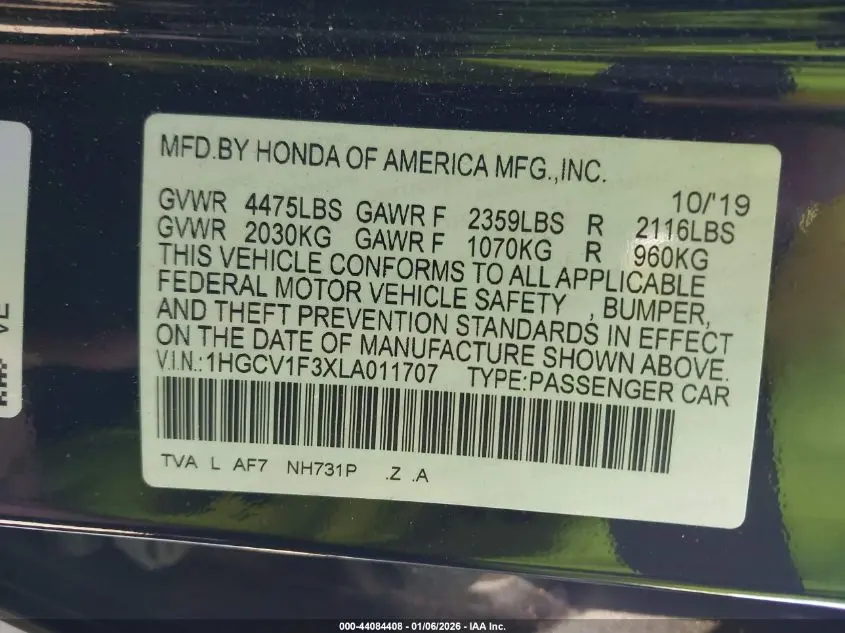 2020 HONDA ACCORD SPORT