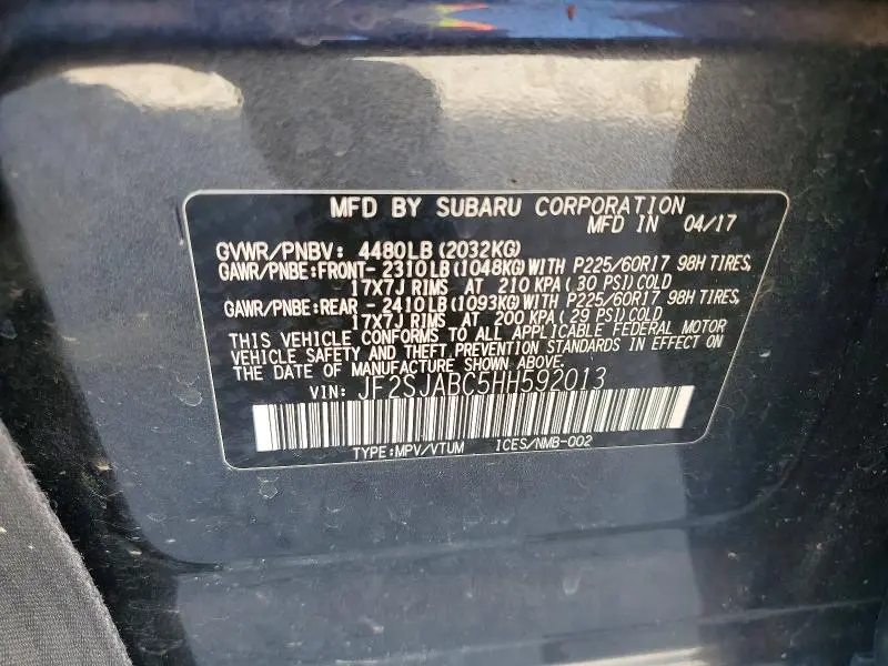 2017 SUBARU FORESTER 2.5I  