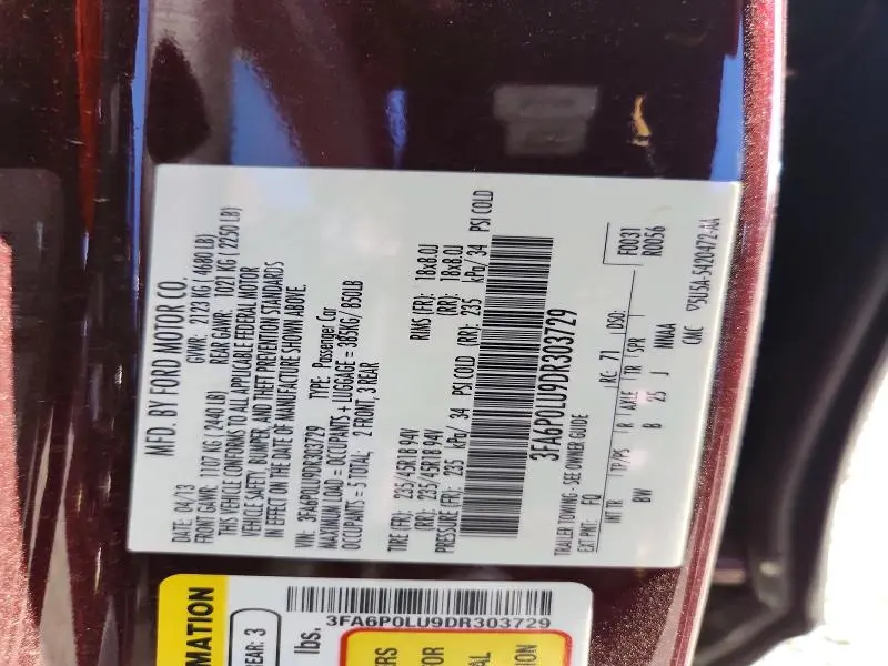 2013 FORD FUSION SE HYBRID  