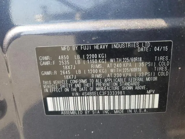 2015 SUBARU OUTBACK 3.6R LIMITED  