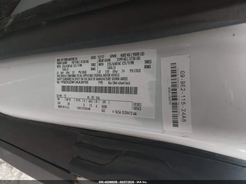 2018 FORD TRANSIT-350 XL