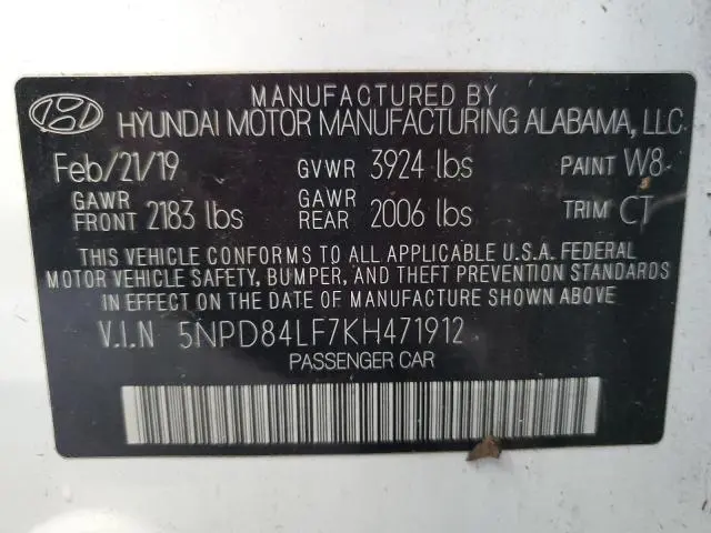 2019 HYUNDAI ELANTRA SEL  