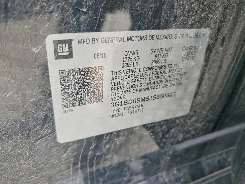 2018 CHEVROLET CRUZE LT  