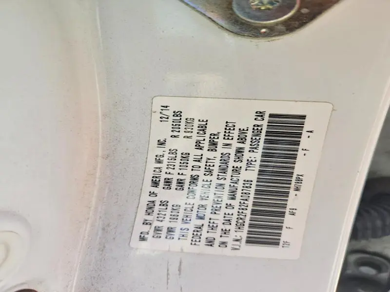 2015 HONDA ACCORD EXL  