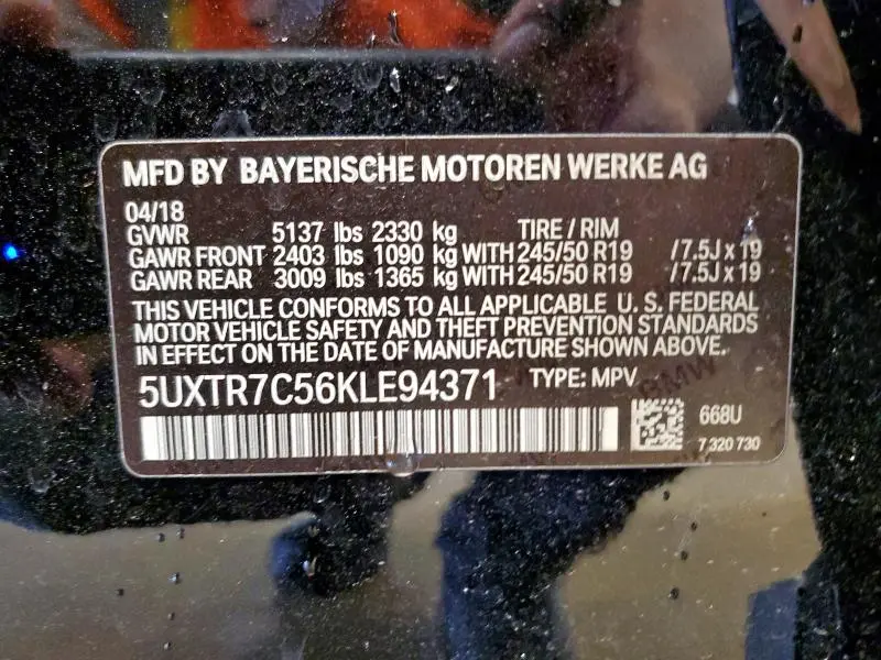 2019 BMW X3 SDRIVE30I  