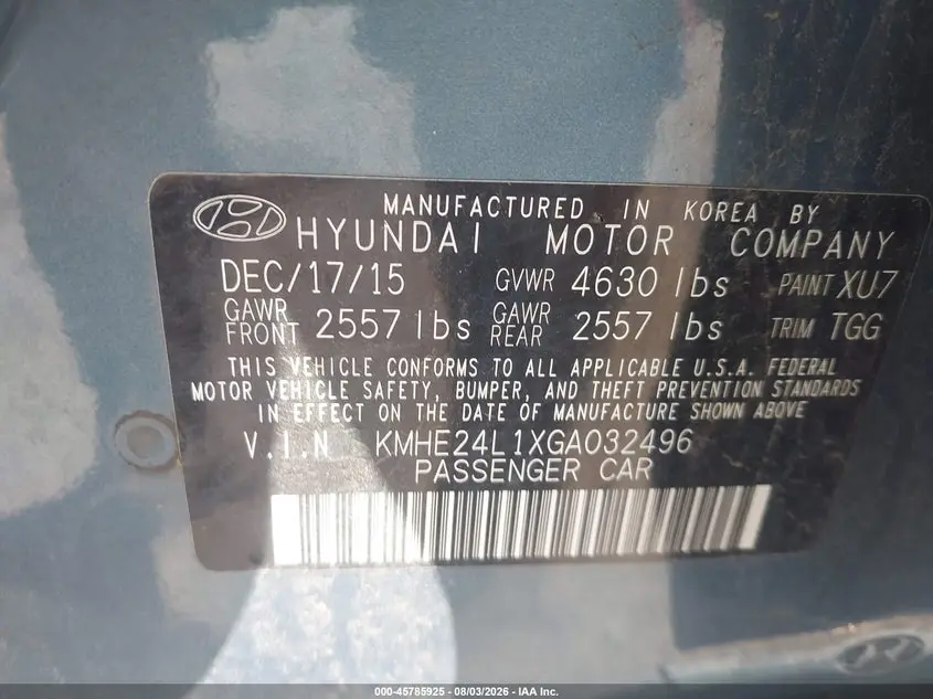 2016 HYUNDAI SONATA HYBRID SE