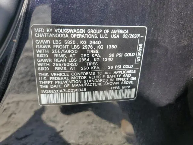 2020 VOLKSWAGEN ATLAS CROSS SPORT SE  