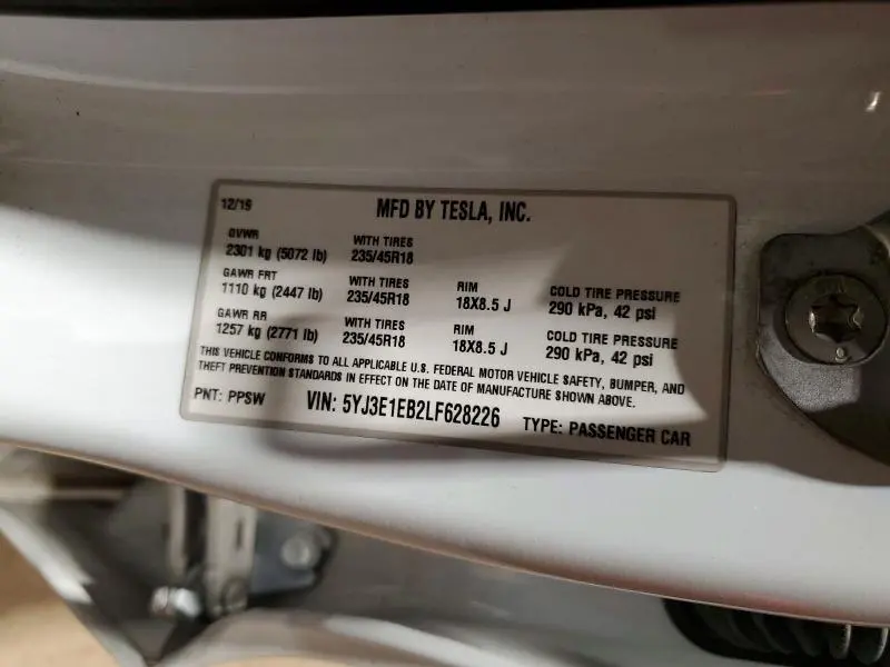 2020 TESLA MODEL 3   