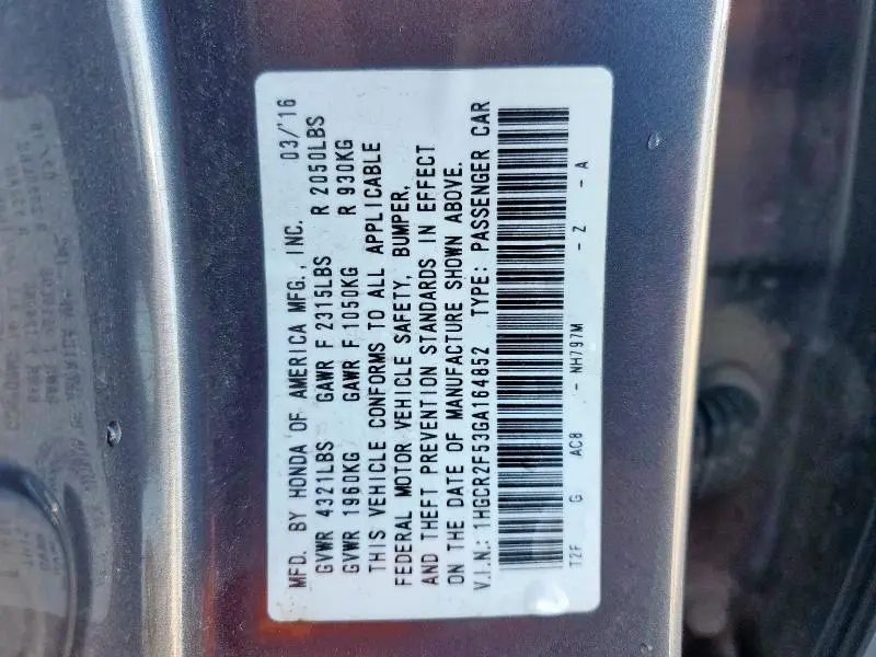 2016 HONDA ACCORD SPORT  