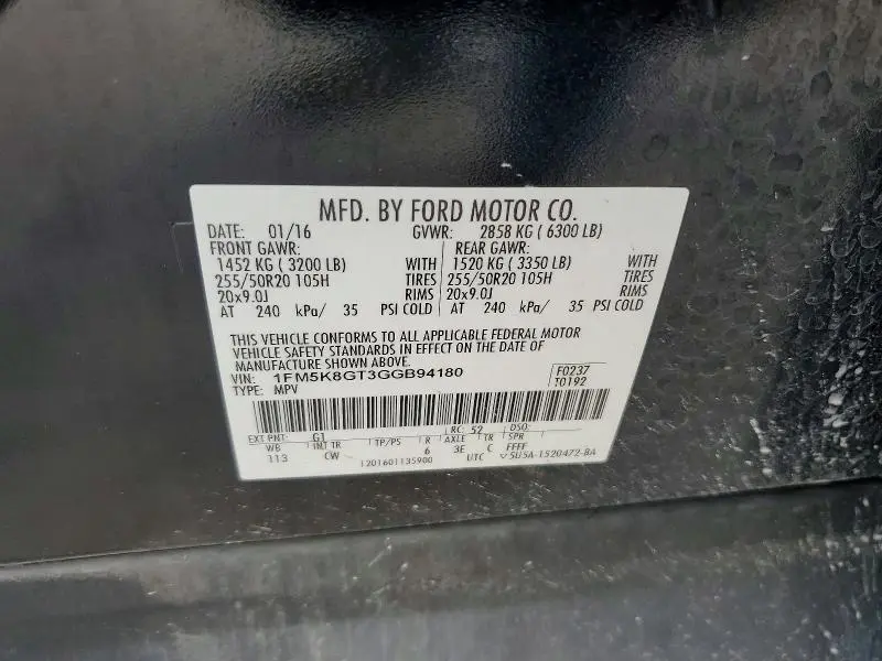 2016 FORD EXPLORER SPORT  