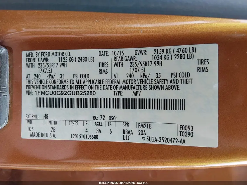 2016 FORD ESCAPE SE