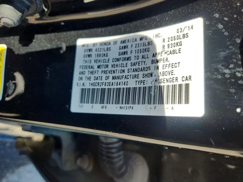 2014 HONDA ACCORD EXL  