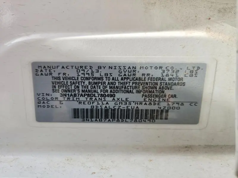 2013 NISSAN SENTRA S  