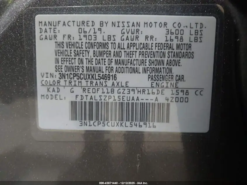 2019 NISSAN KICKS SV