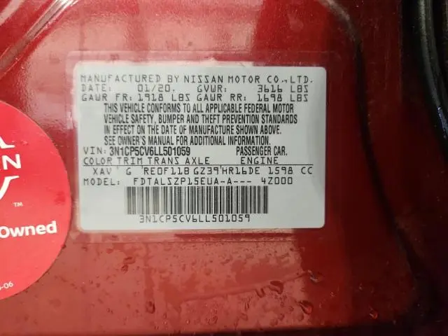 2020 NISSAN KICKS SV  