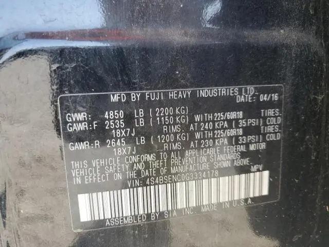 2016 SUBARU OUTBACK 3.6R LIMITED  