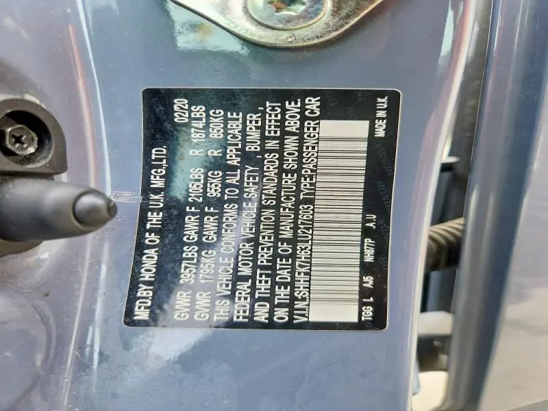 2020 HONDA CIVIC EX  