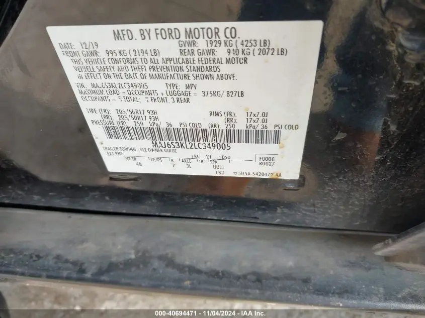 2020 FORD ECOSPORT TITANIUM