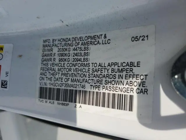 2021 HONDA ACCORD SPORT  