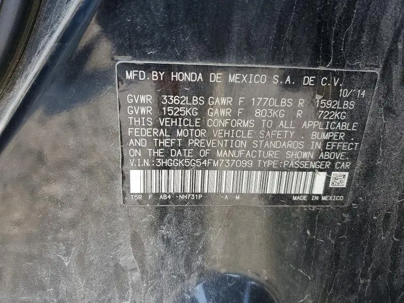 2015 HONDA FIT EX  