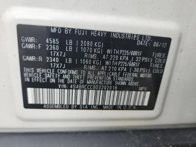 2013 SUBARU OUTBACK 2.5I PREMIUM  