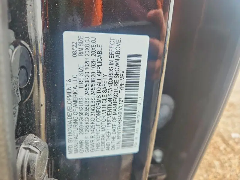 2022 HONDA PILOT SPORT  