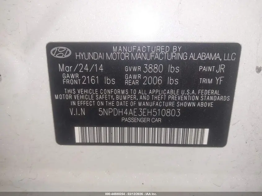 2014 HYUNDAI ELANTRA LIMITED