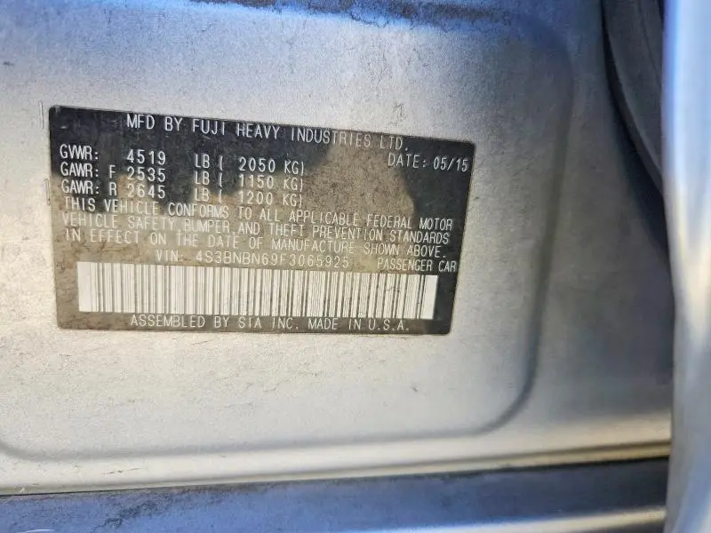 2015 SUBARU LEGACY 2.5I LIMITED  