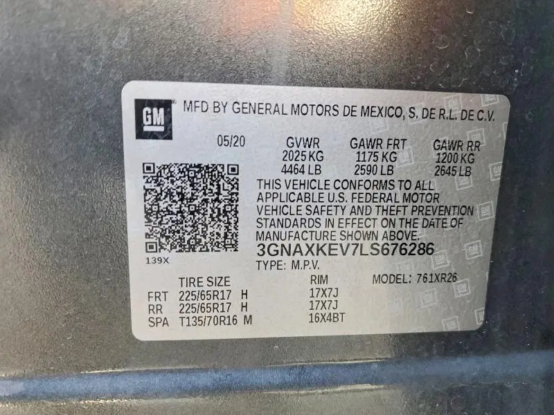 2020 CHEVROLET EQUINOX LT  