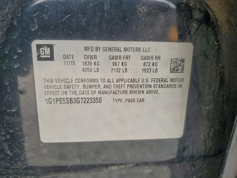 2016 CHEVROLET CRUZE LIMITED LT  