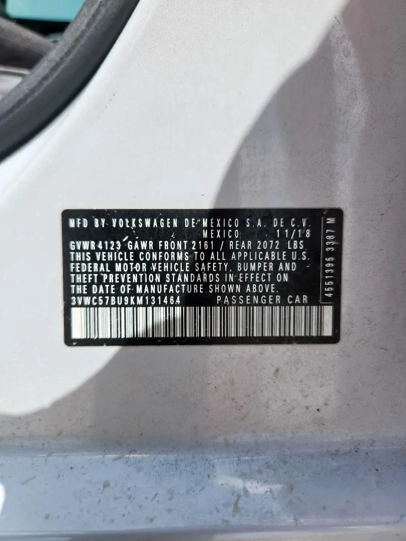 2019 VOLKSWAGEN JETTA S  