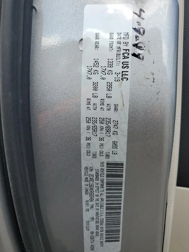 2019 CHRYSLER PACIFICA TOURING L  