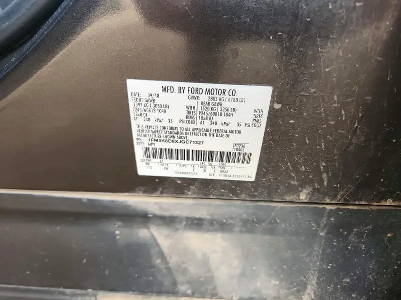2018 FORD EXPLORER XLT  
