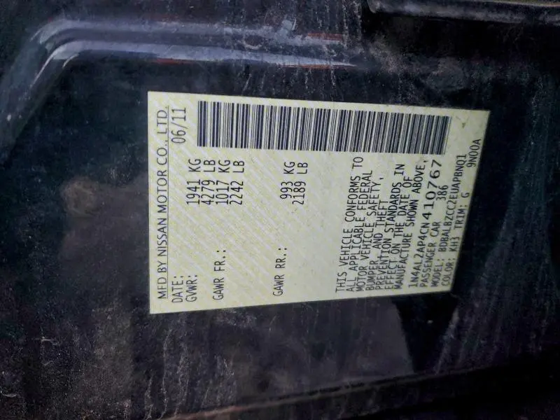 2012 NISSAN ALTIMA BASE  